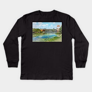 Abbey Mill Weir At Tewkesbury Kids Long Sleeve T-Shirt